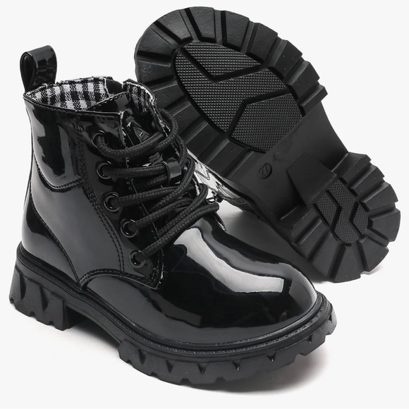 Toddler size 6 black lace up combat ankle boots with zipper - great condition! - Picture 1 of 7